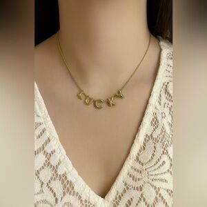 Kate Spade Lucky Necklace Gold Script New in Box Target Collab Coquette
Bubble